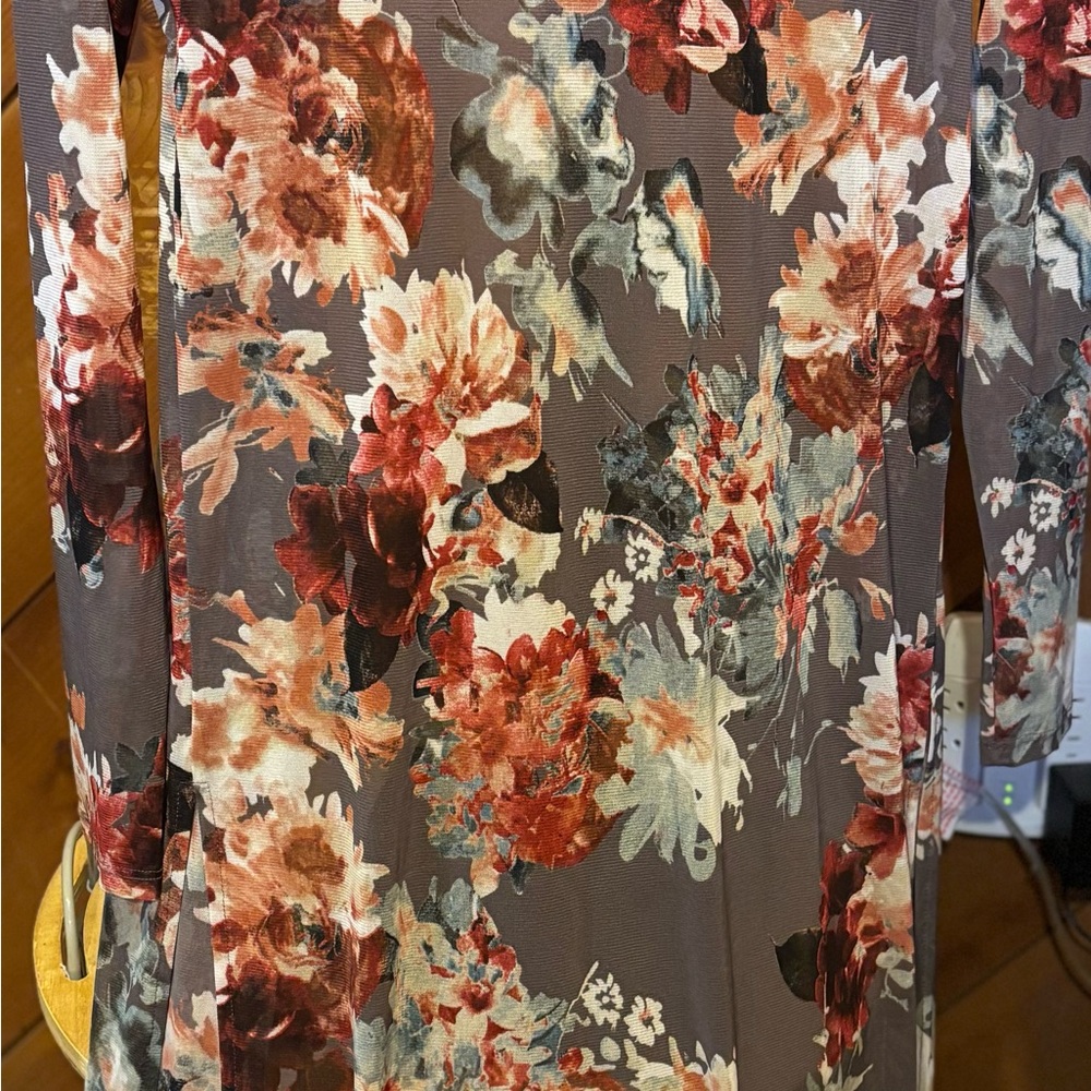 Daytrip Floral Dress with Red and Cream Accents- Duster